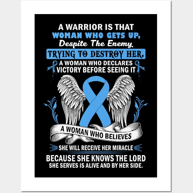 Woman Who Believes She Will Receice Her Miracle Trisomy 18 Awareness Light Blue Ribbon Warrior Wall Art by celsaclaudio506